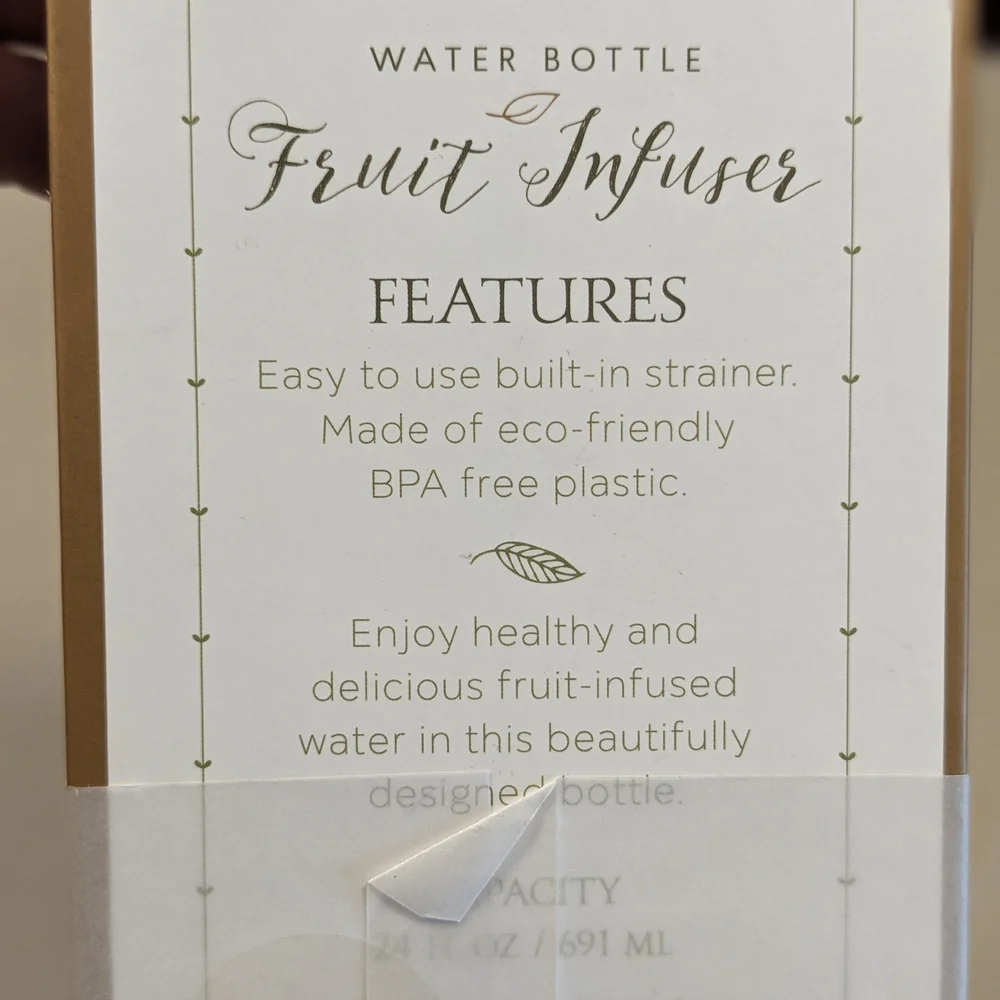 Laura Ashley Gold and Pink Water Bottle with Fruit Infuser
